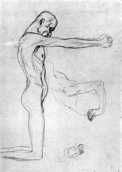 Man with with outstretched arms by Klimt